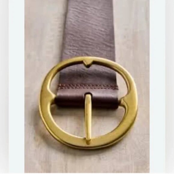 Free People NWT Hip belt Espresso Brown leather belt size M/L - Picture 2 of 2